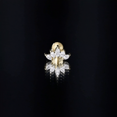 Marquise Moissanite Leaf Ear Crawler Earring