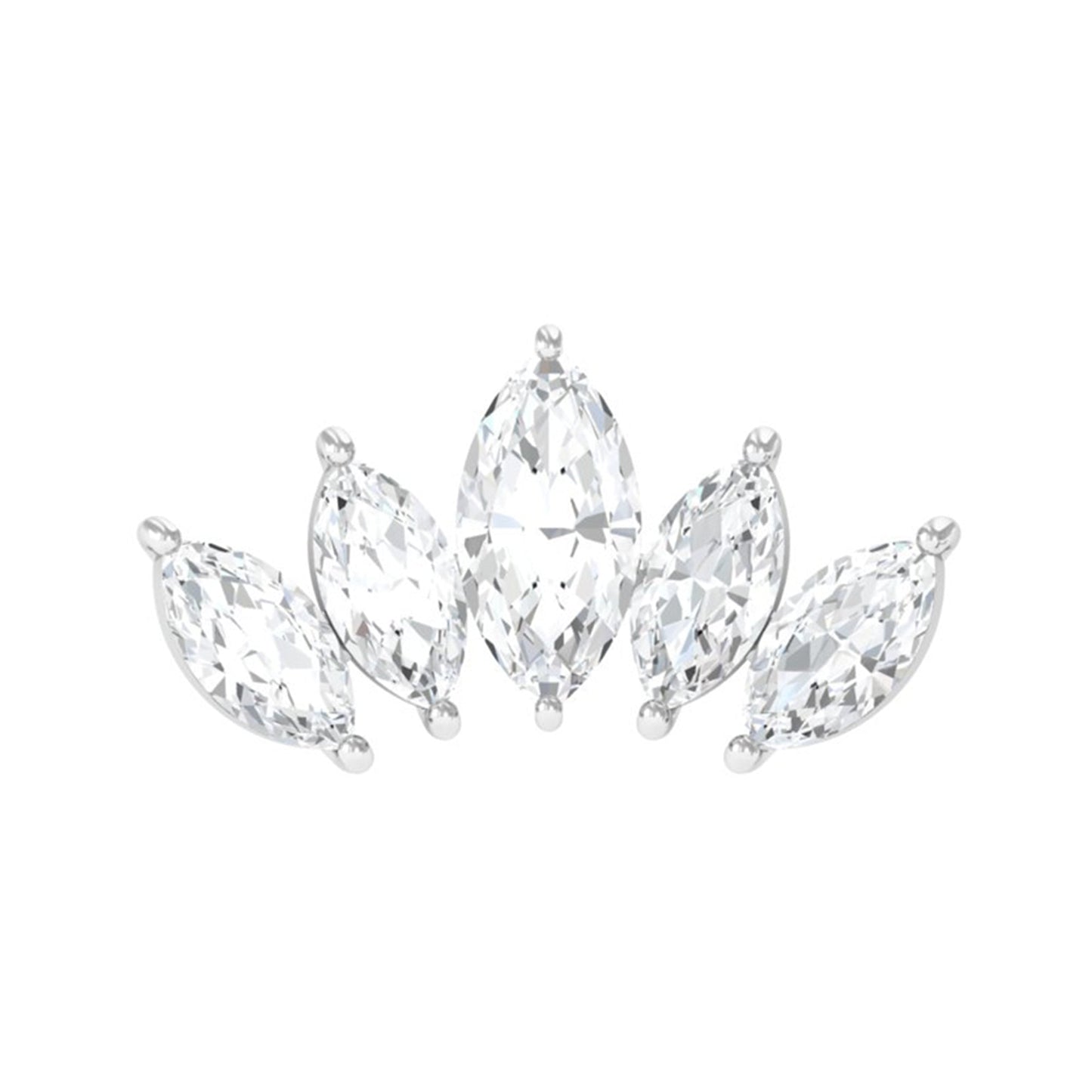 Marquise Moissanite Leaf Ear Crawler Earring