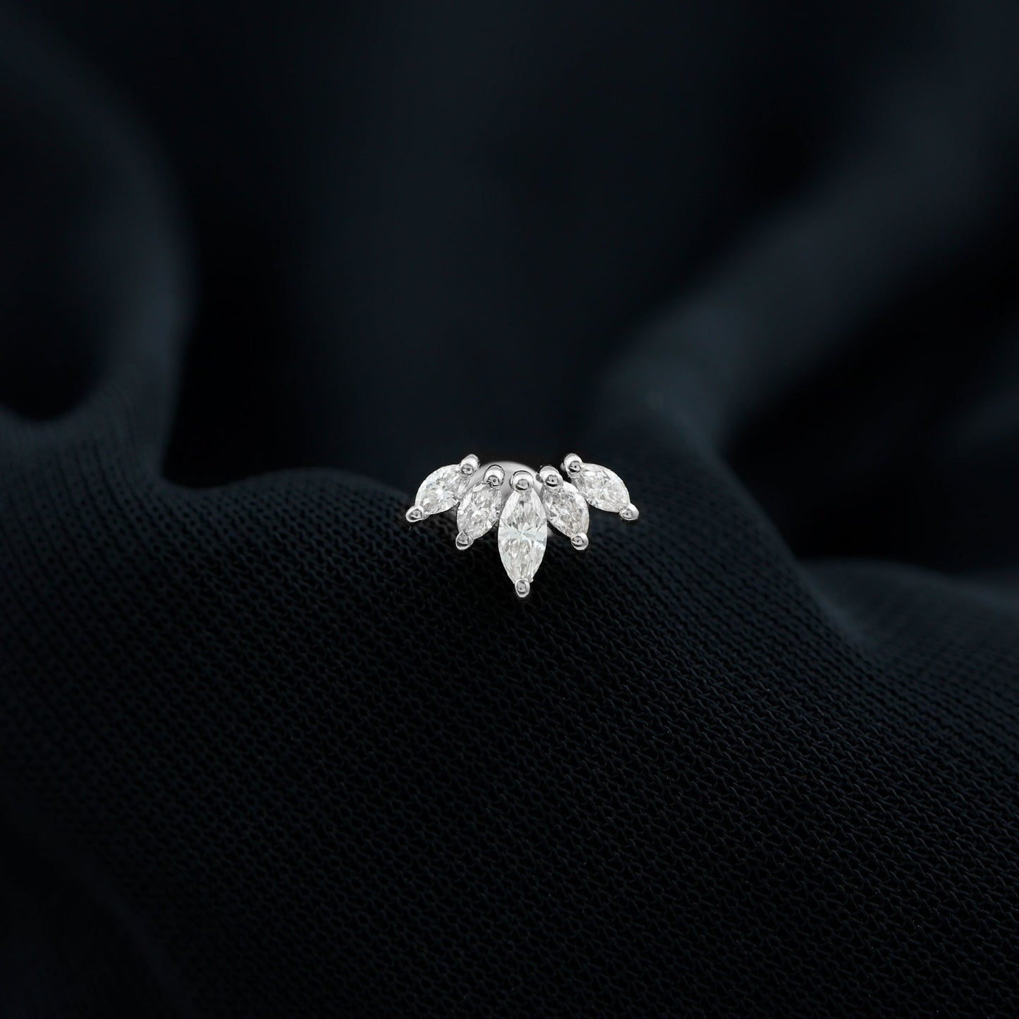 Marquise Moissanite Leaf Ear Crawler Earring