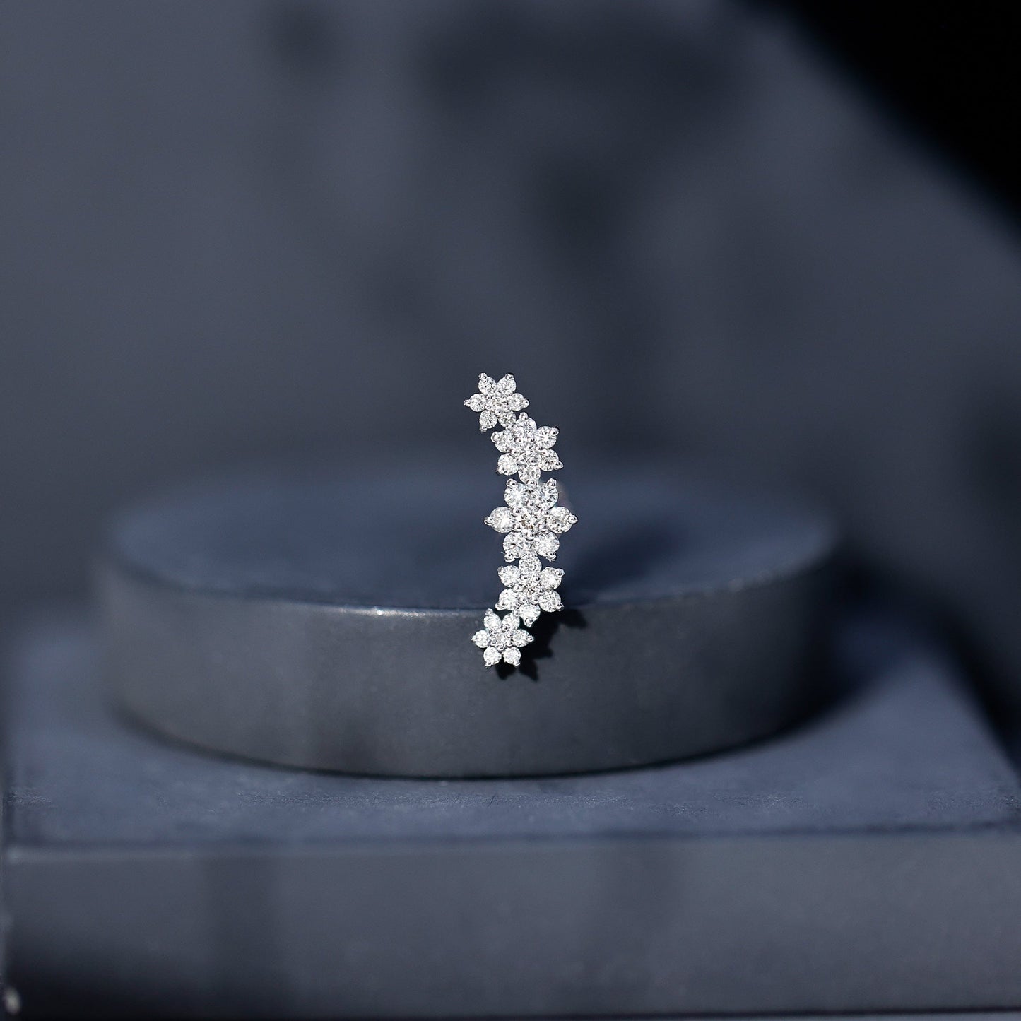 Exquisite Moissanite Flower Inspired Crawler Earring