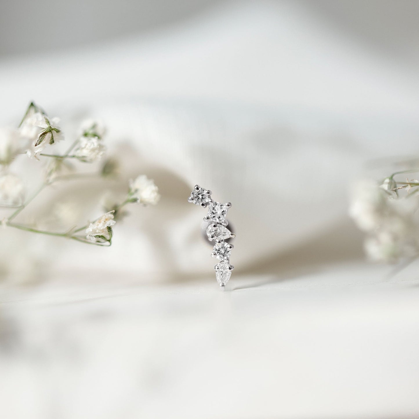 Unique Diamond Crawler Earring for Helix Piercing