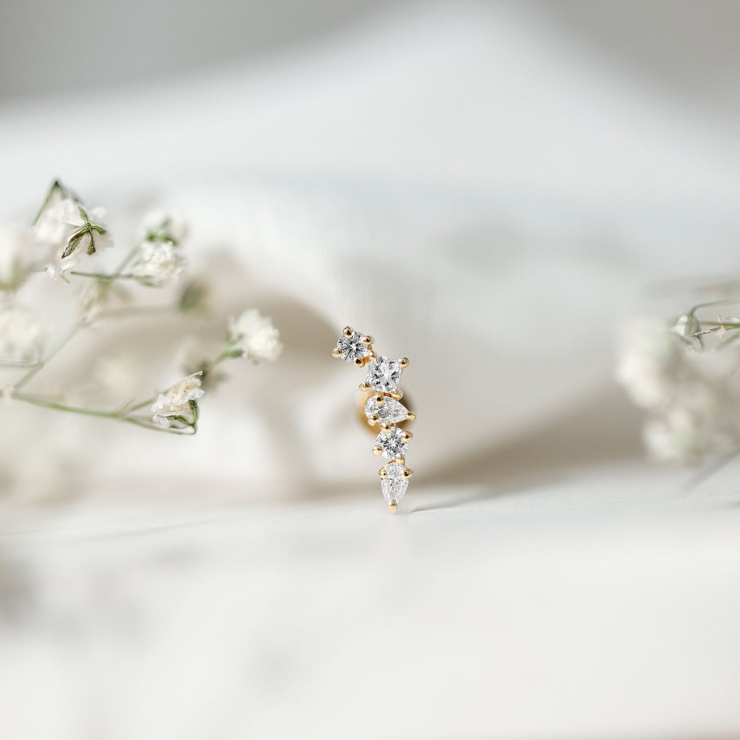 Unique Diamond Crawler Earring for Helix Piercing