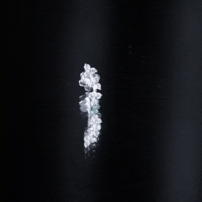 Simple Diamond Curved Helix Earring with Flat Back