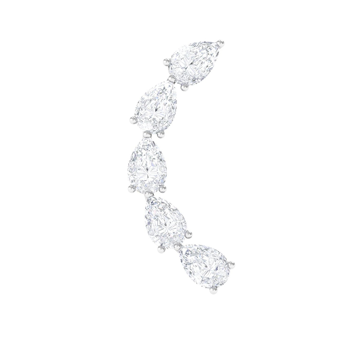 Pear Shape Diamond Crawler Earring for Cartilage Piercing