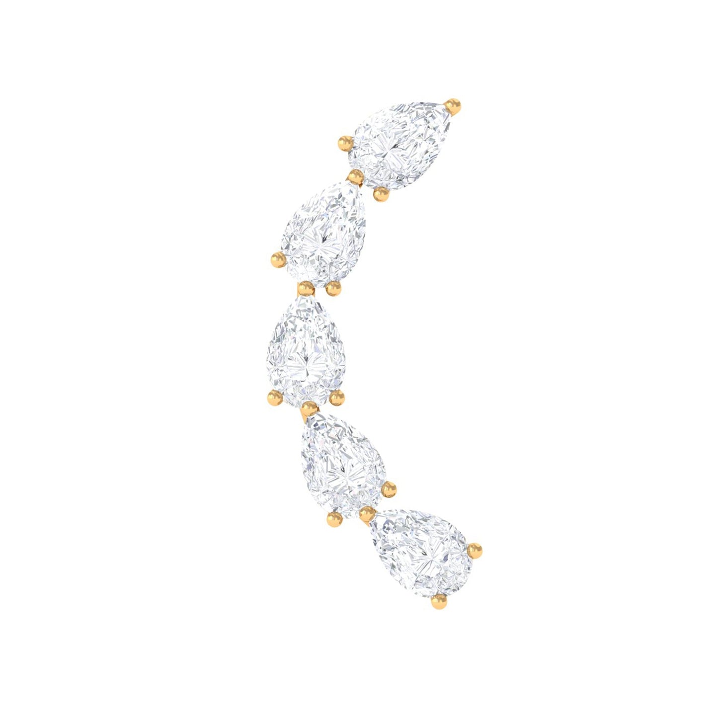 Pear Shape Diamond Crawler Earring for Cartilage Piercing