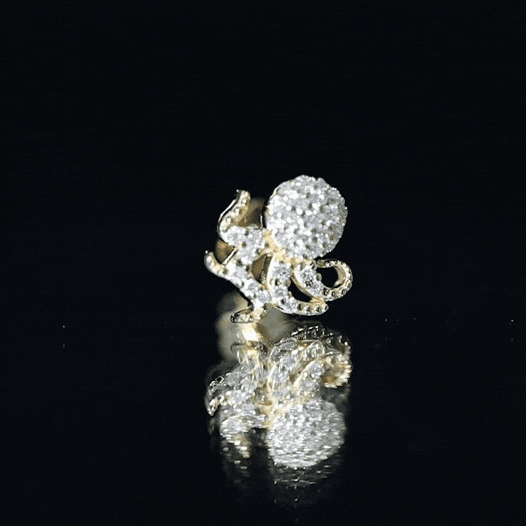 Diamond Octopus Earring with Flat Back