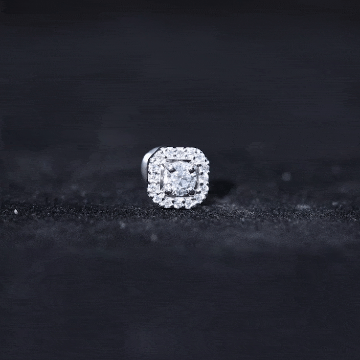 Simple Octagon Shape Diamond Helix Earring