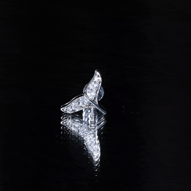 Certified Diamond Whale Tail Earring for Helix Piercing