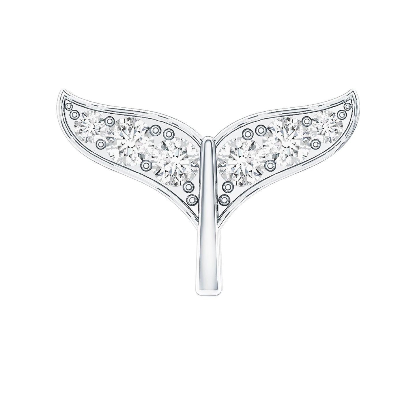 Certified Diamond Whale Tail Earring for Helix Piercing