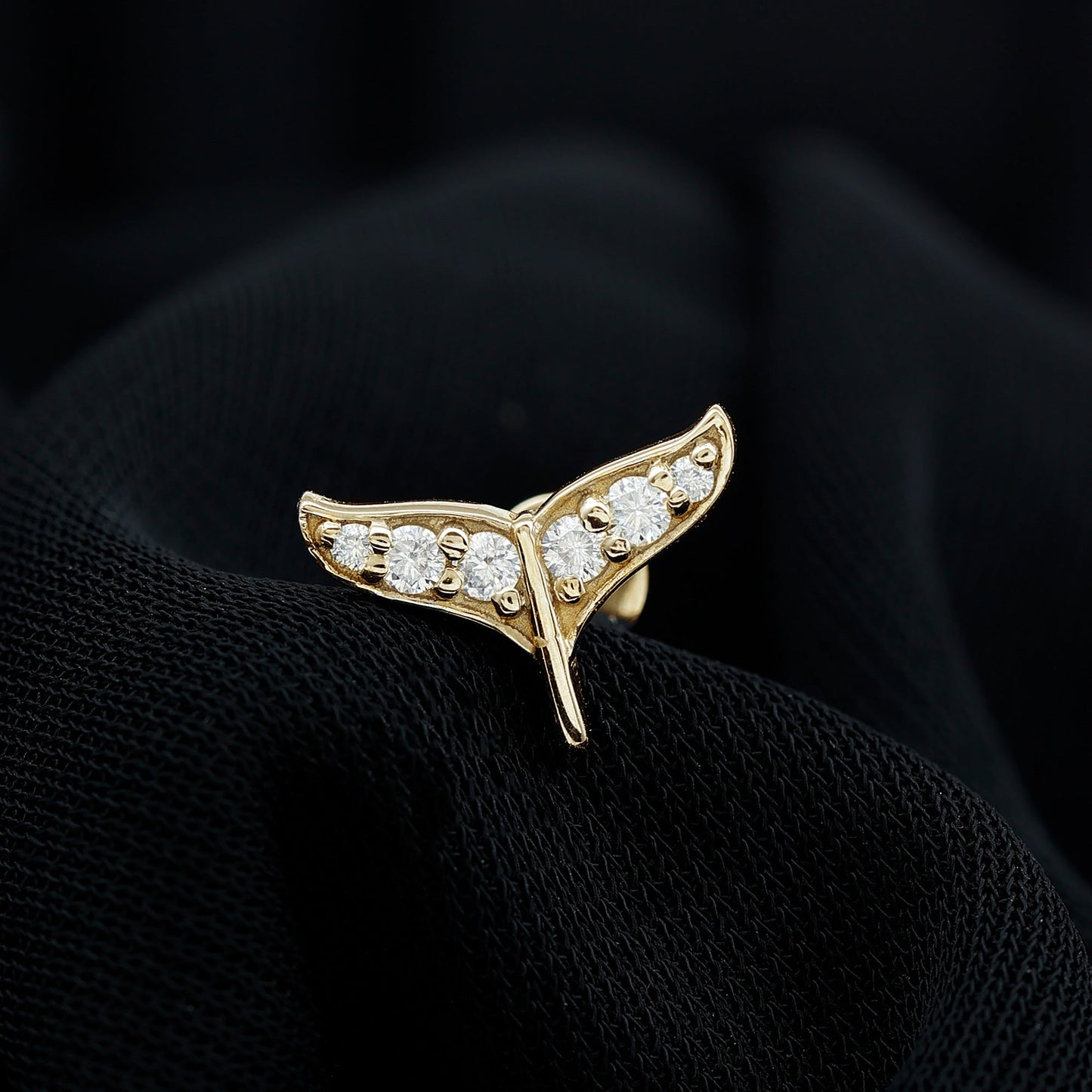 Certified Diamond Whale Tail Earring for Helix Piercing