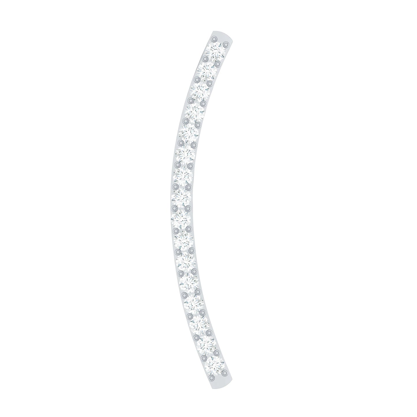 Pave Set Diamond Curved Bar Earring for Cartilage Piercing