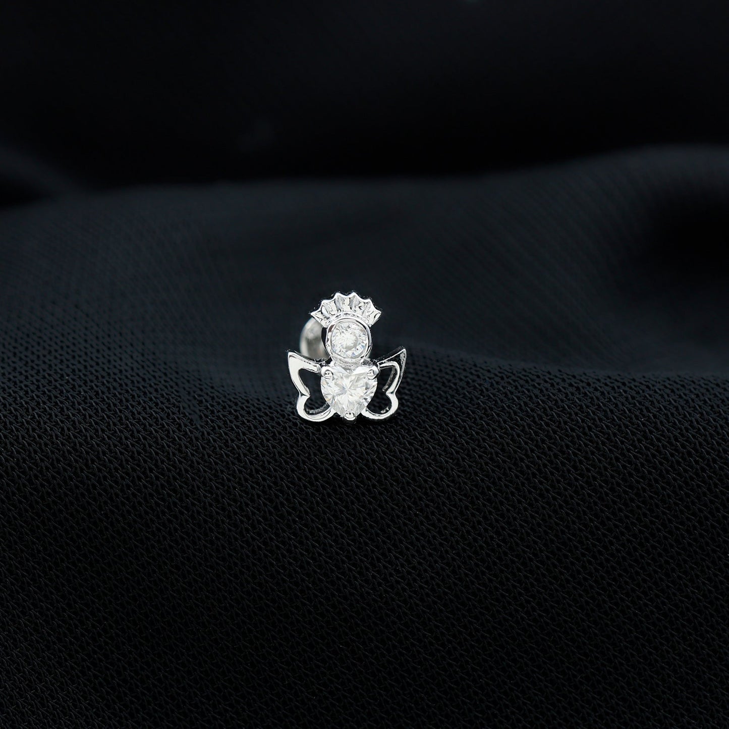 Heart Diamond Angel Earring for Helix Piercing