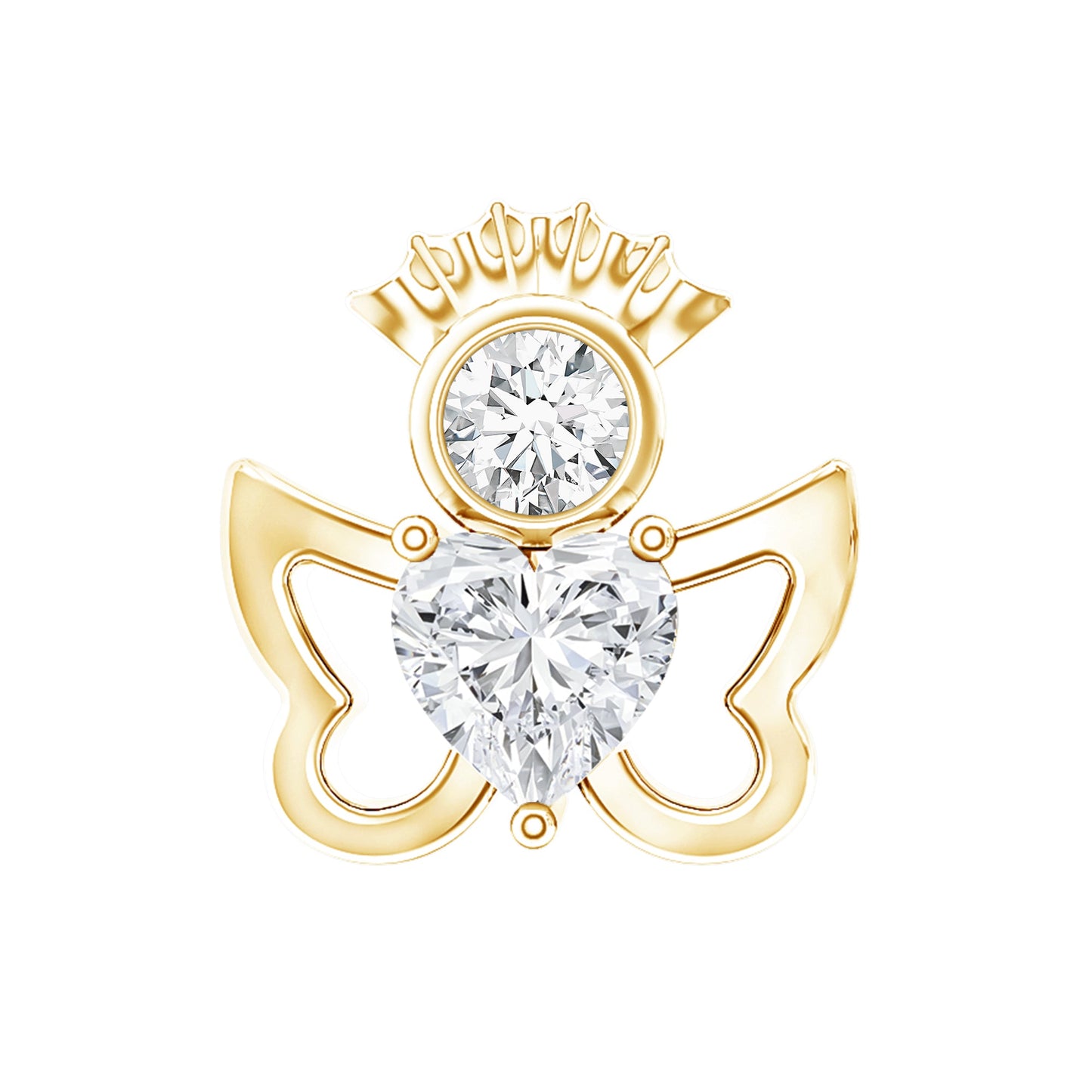 Heart Diamond Angel Earring for Helix Piercing