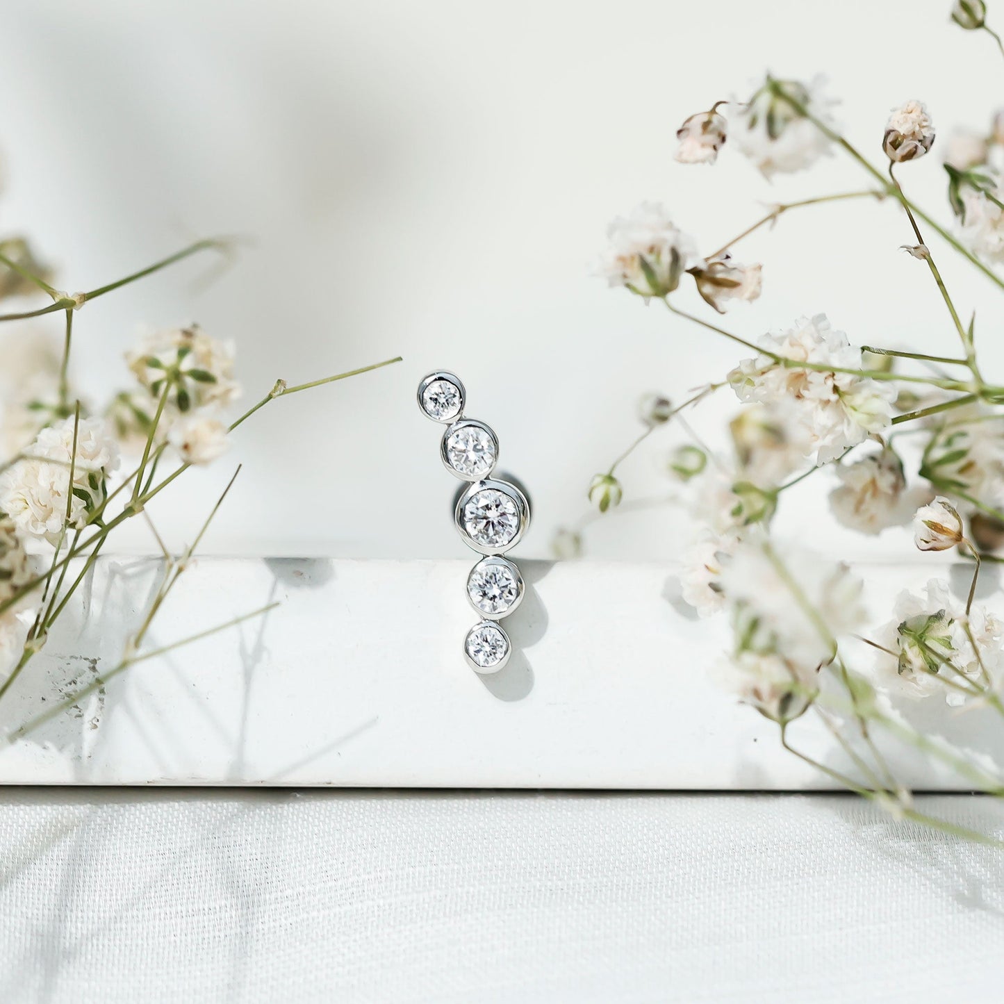 Graduated Style Diamond Crawler Earring for Helix Piercing