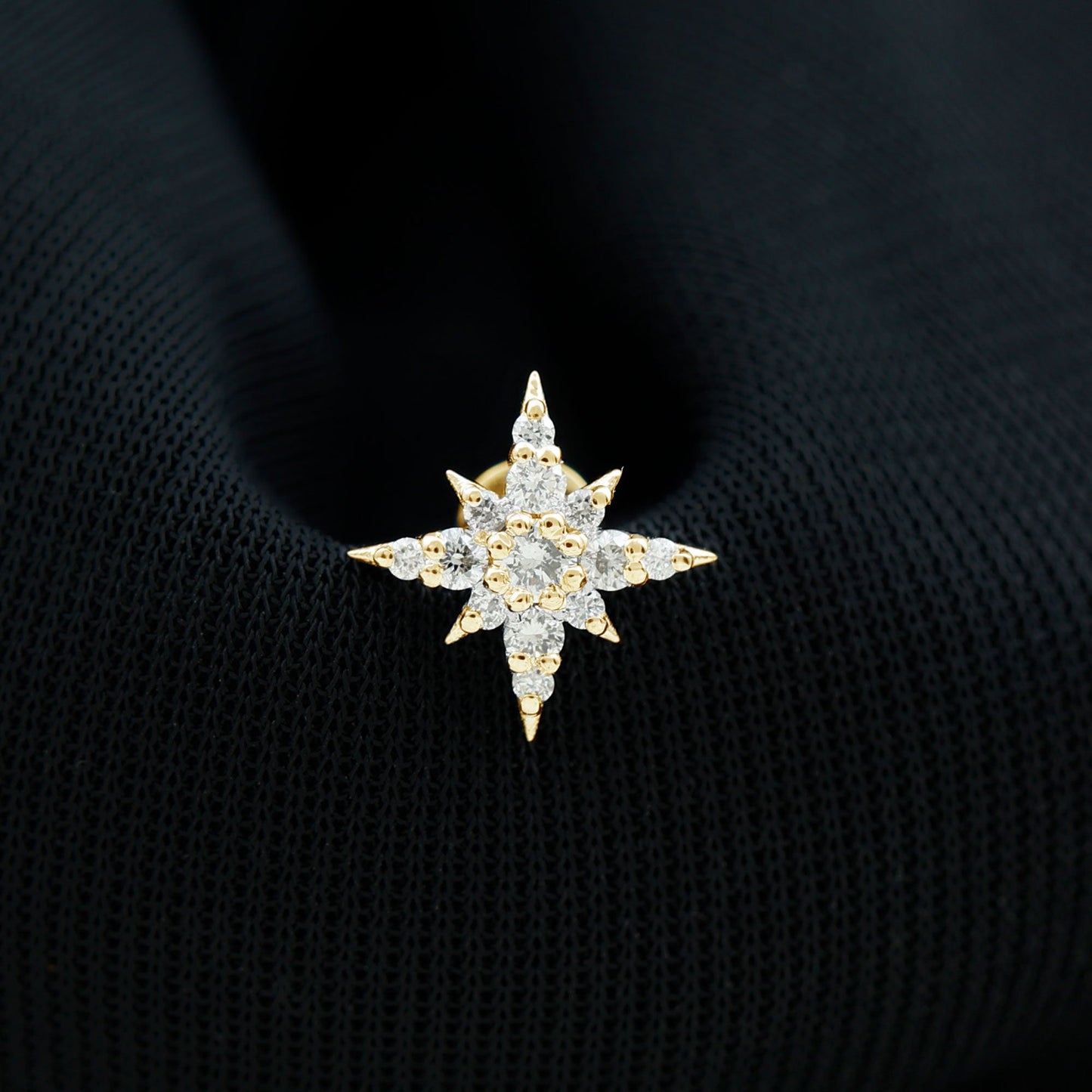 Sparkling Diamond Starburst Earring for Cartilage Piercing