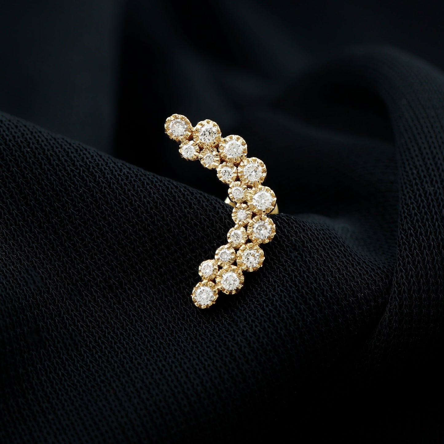 Diamond Curved Crawler Earring in Bezel Set