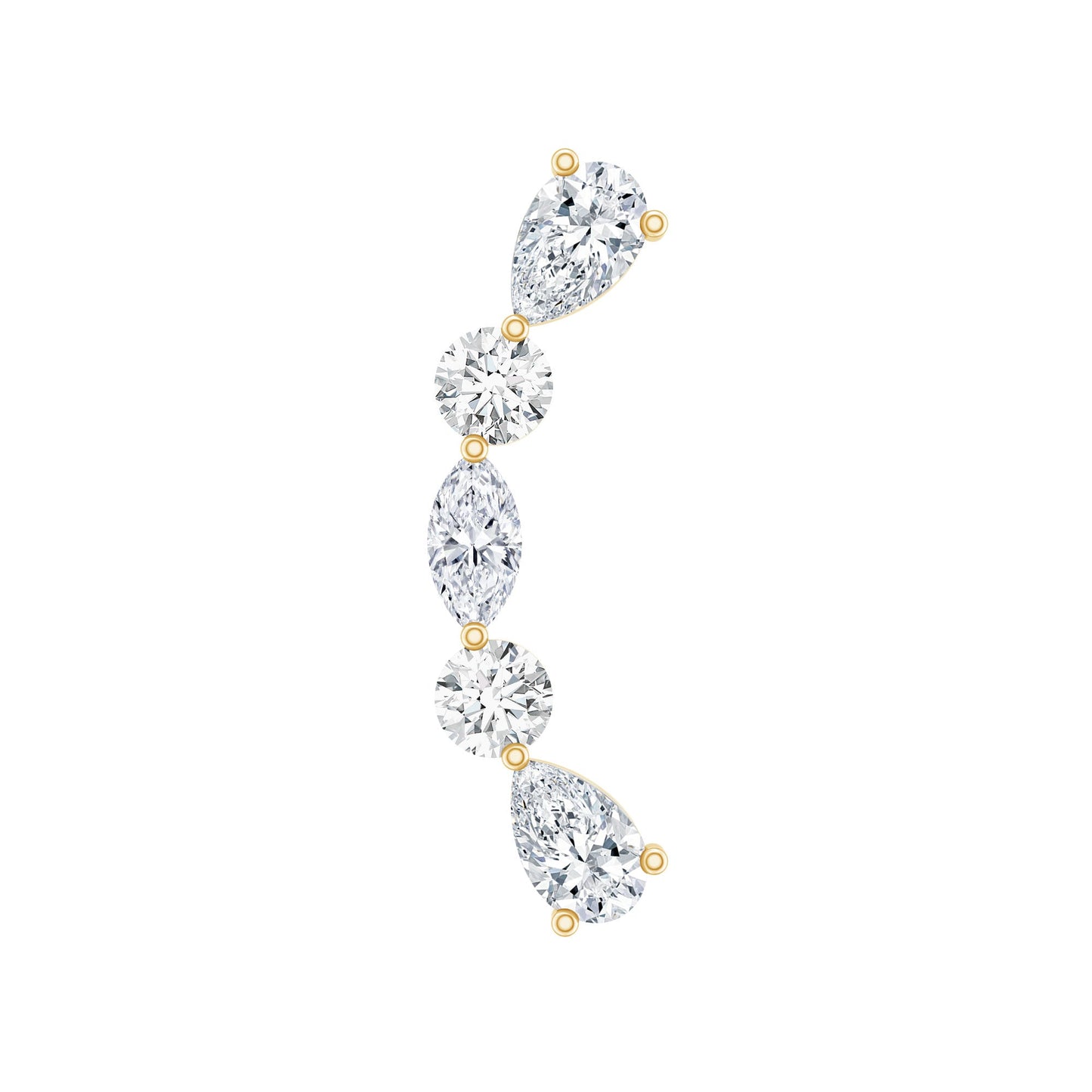 Simple Diamond Curved Crawler Earring for Helix Piercing