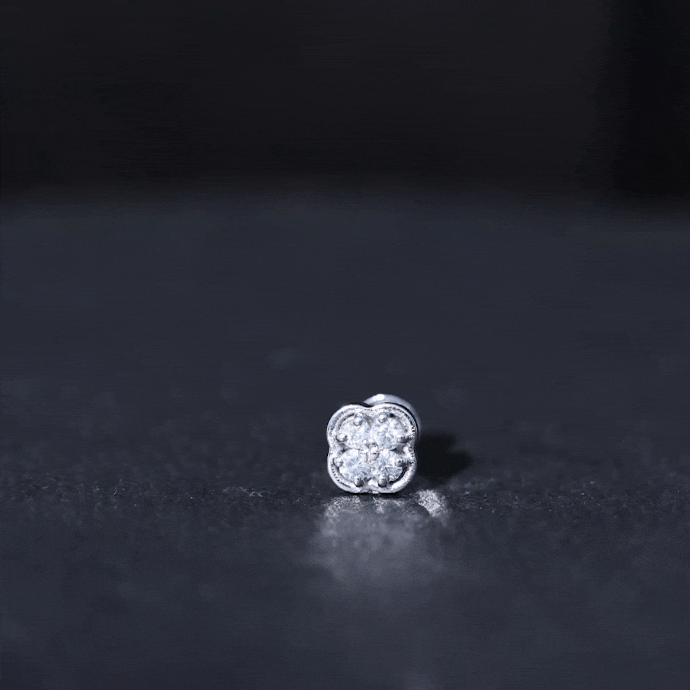 Diamond Flower Cluster Earring for Helix Piercing