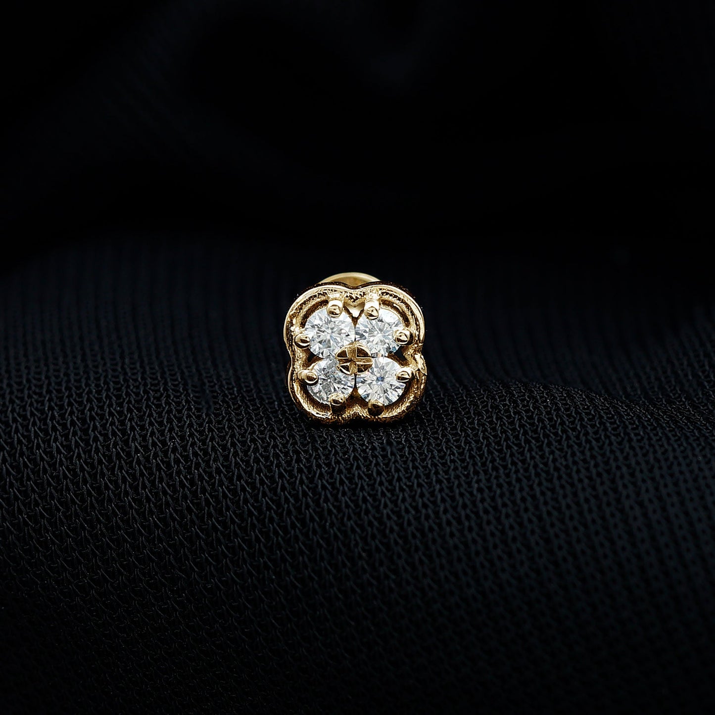 Diamond Flower Cluster Earring for Helix Piercing