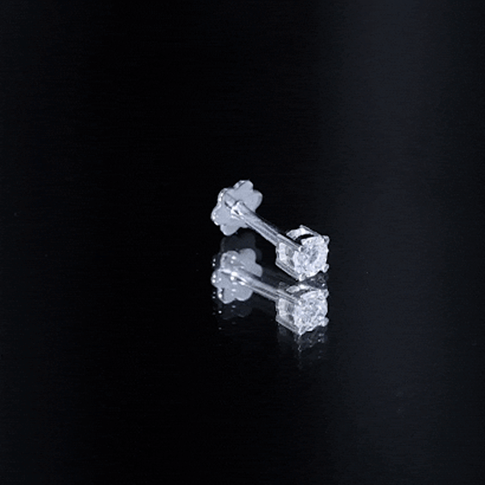 Minimalist Diamond Solitaire Earring for Tragus Piercing