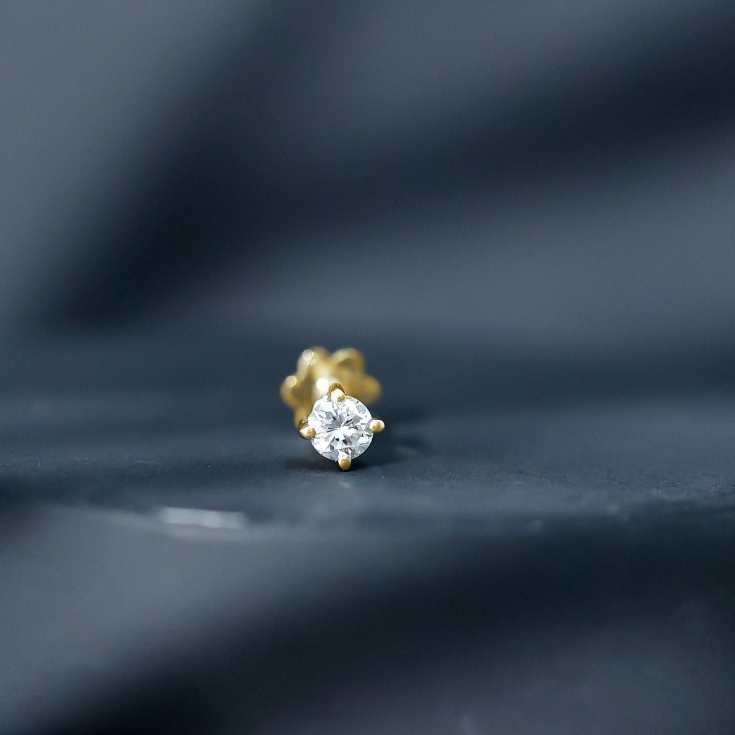 Minimalist Diamond Solitaire Earring for Tragus Piercing