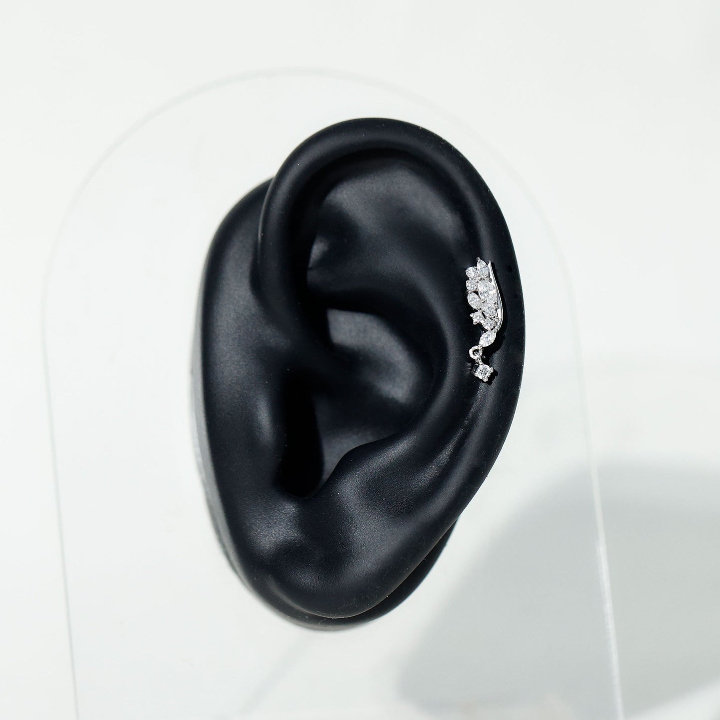 Brilliant Cut Diamond Wing Helix Drop Earring with Flat Back