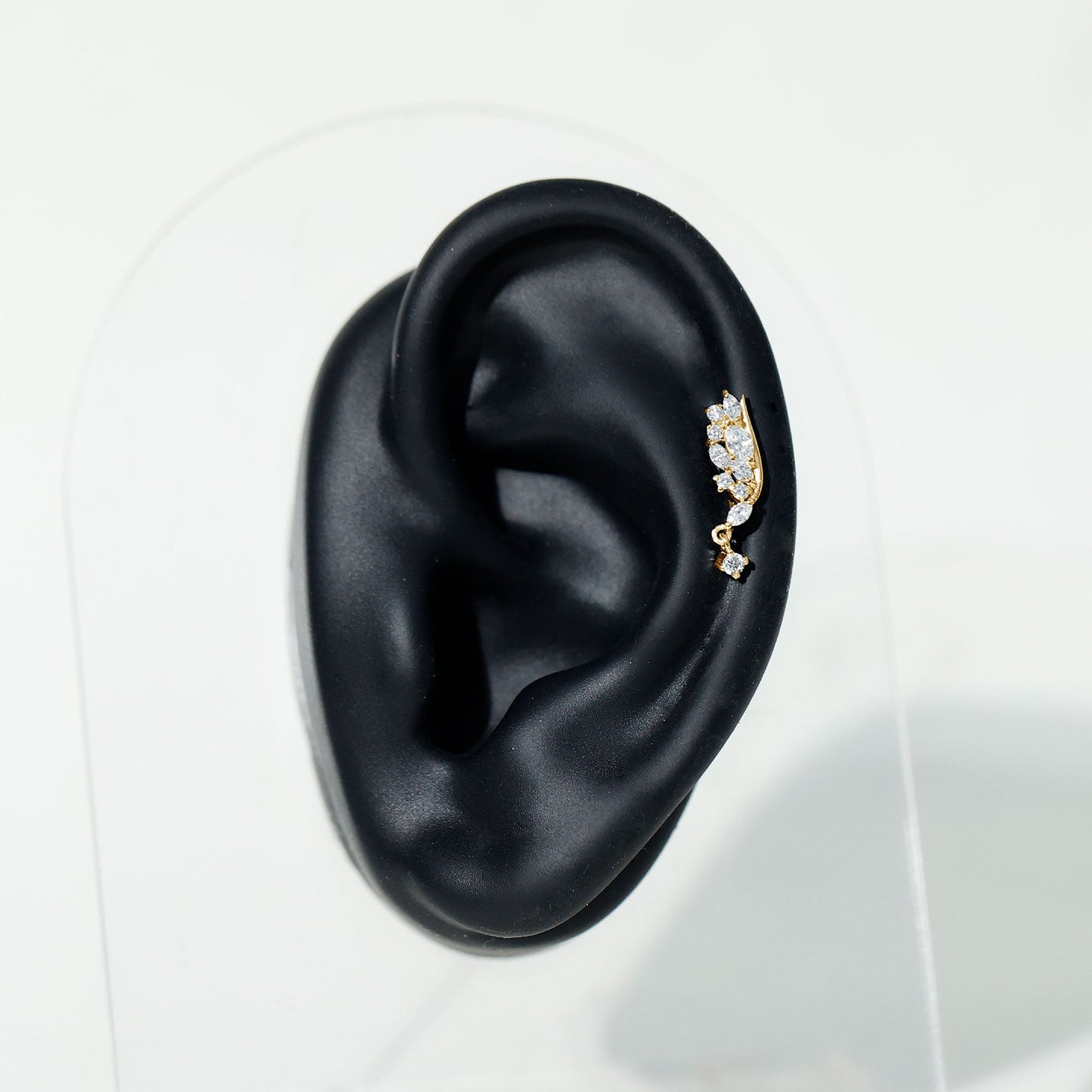 Brilliant Cut Diamond Wing Helix Drop Earring with Flat Back