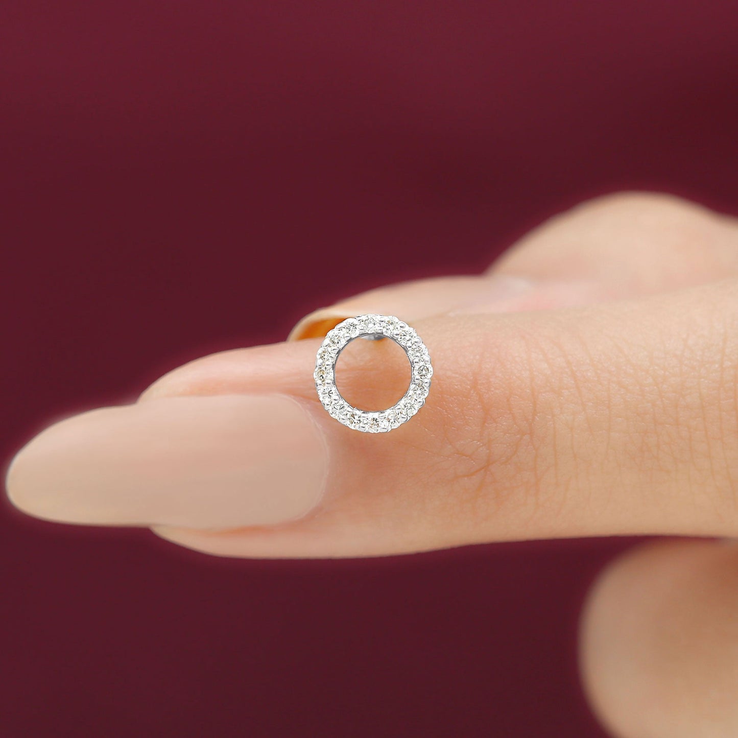 Brilliant Cut Diamond Circle Earring for Helix Piercing