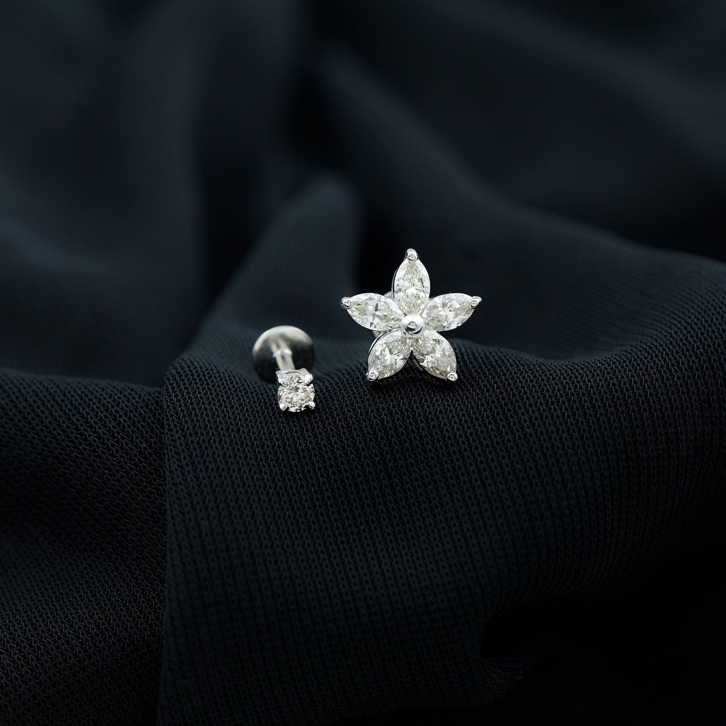 Marquise Diamond Flower Cartilage Earring Set