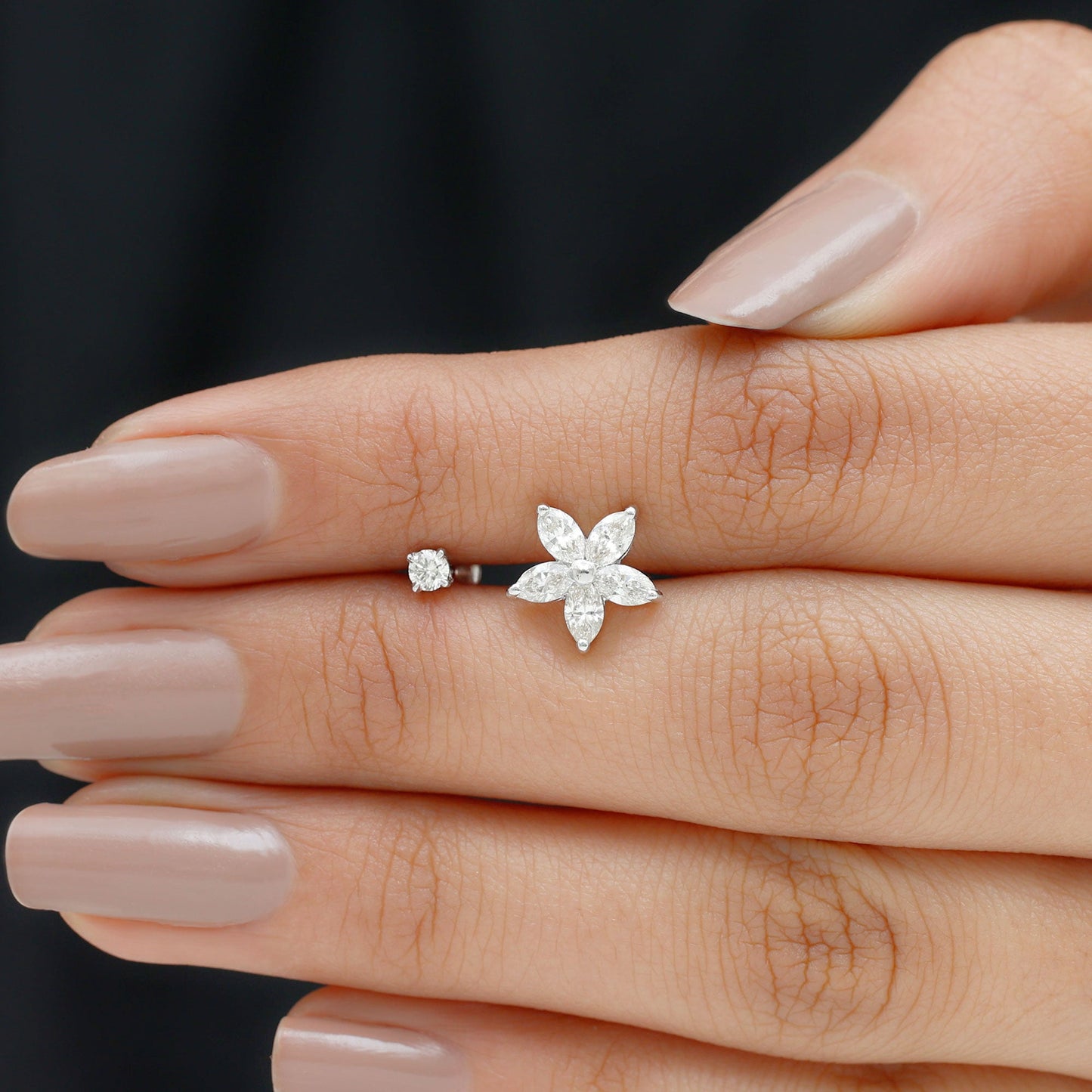 Marquise Diamond Flower Cartilage Earring Set