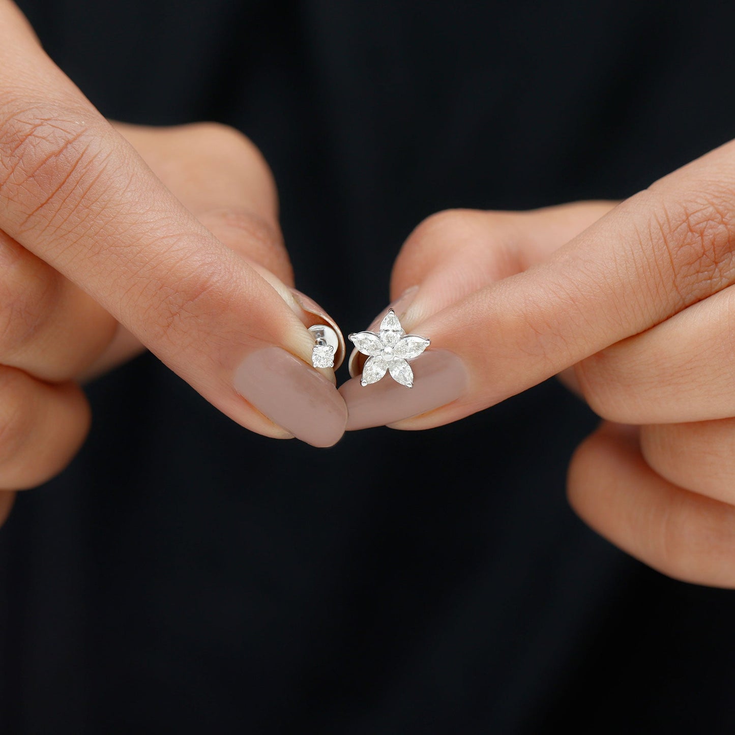 Marquise Diamond Flower Cartilage Earring Set