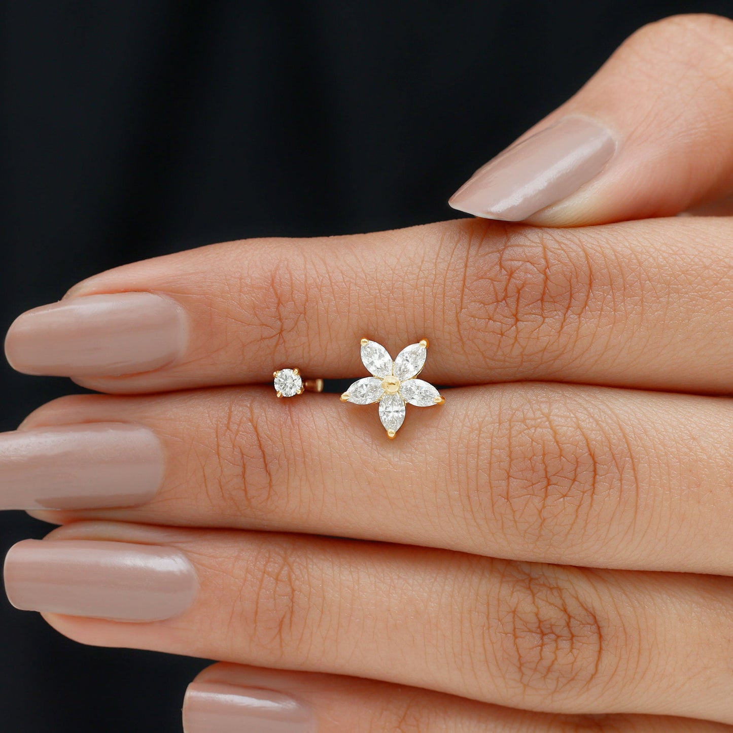 Marquise Diamond Flower Cartilage Earring Set