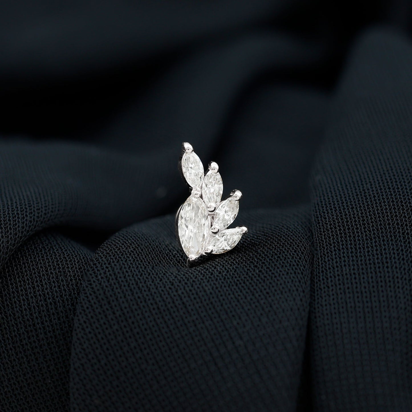 Marquise Diamond Cluster Helix Earring with Flat Back