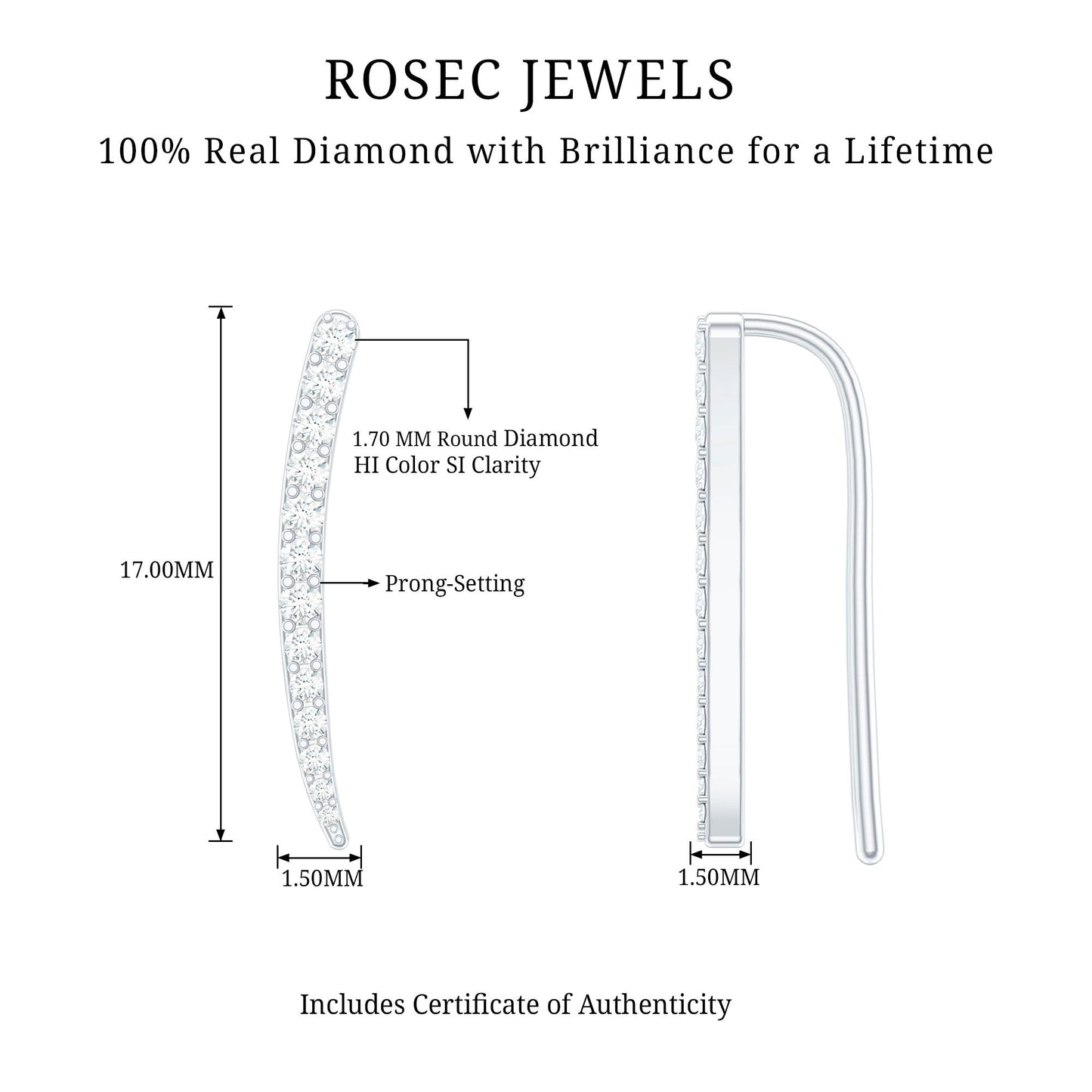 Graduated Style Diamond Climber Helix Earring