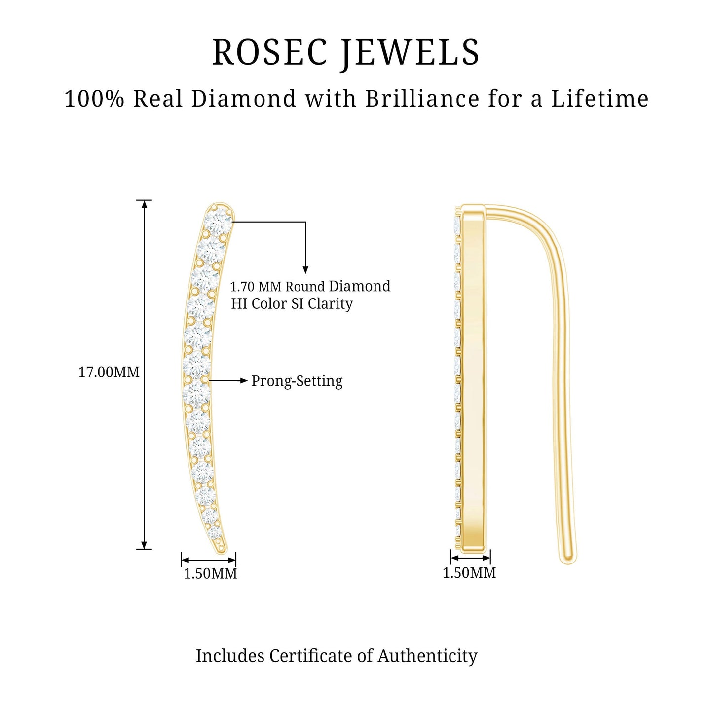 Graduated Style Diamond Climber Helix Earring
