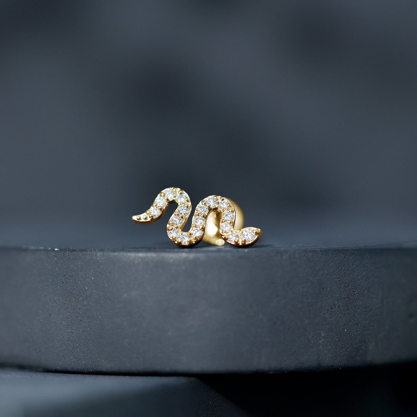 Certified Diamond Snake Earring for Cartilage Piercing