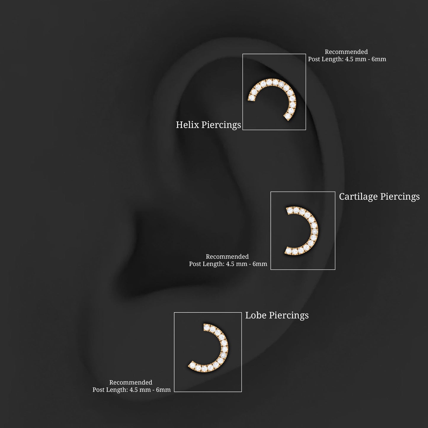 Certified Diamond Half Circle Earring for Piercing