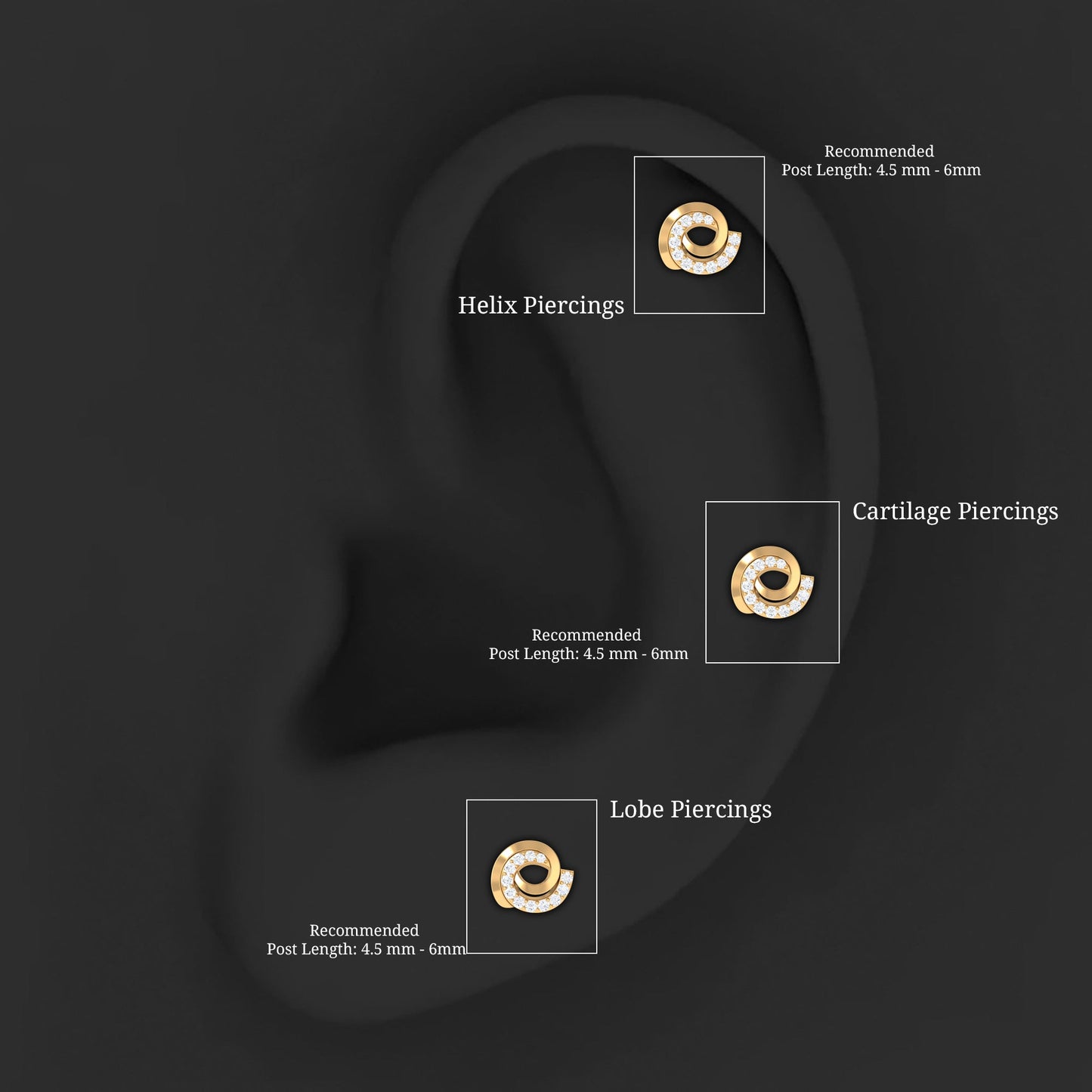 Certified Diamond Spiral Earring for Cartilage Piercing
