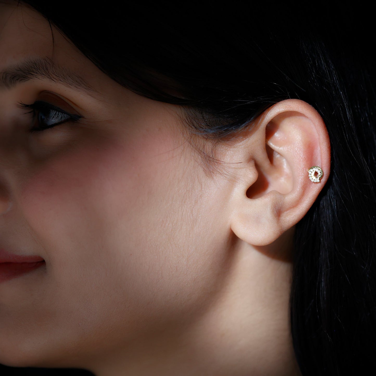 Certified Diamond Spiral Earring for Cartilage Piercing