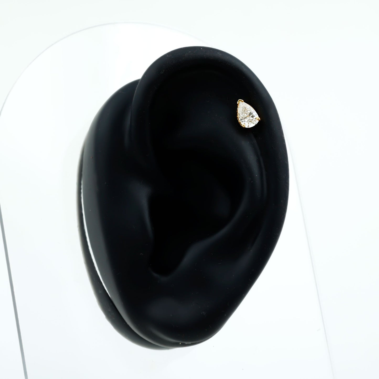 Pear Shaped Diamond Solitaire Tragus Earring