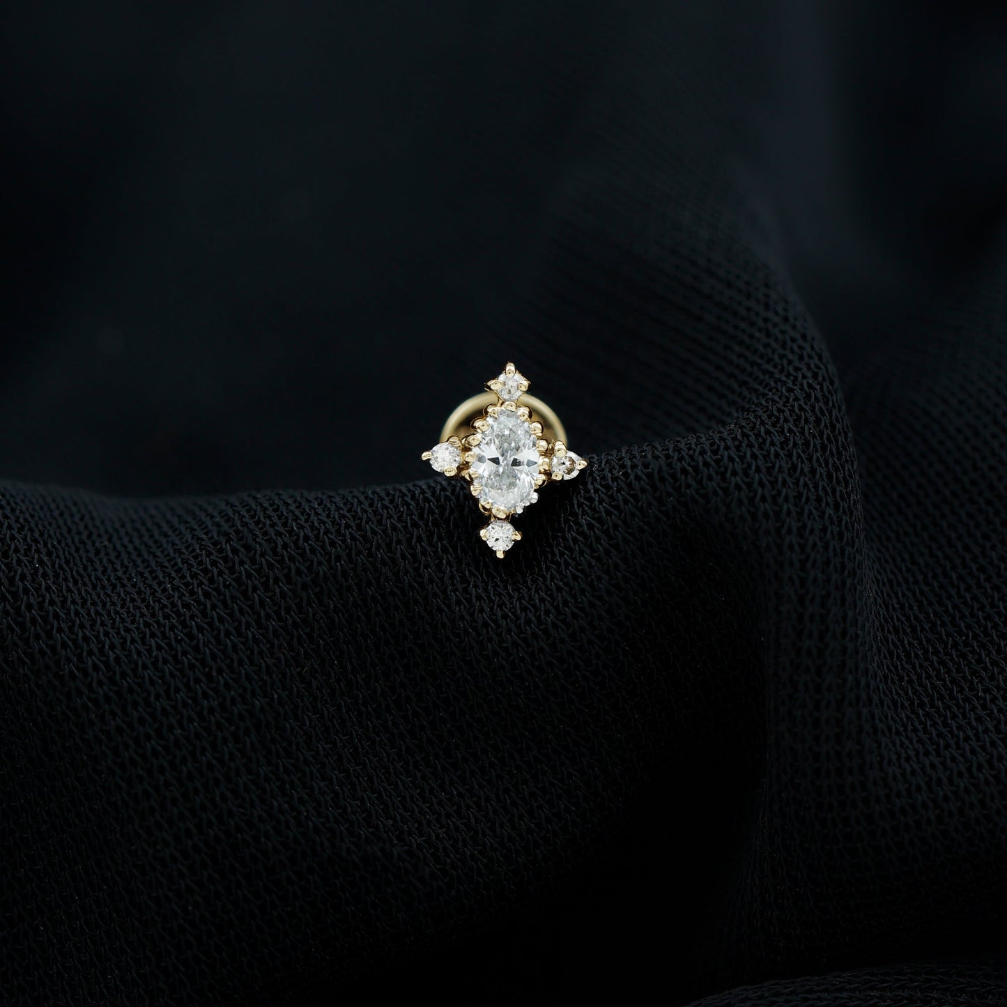 Vintage Inspired Oval Diamond Cartilage Earring