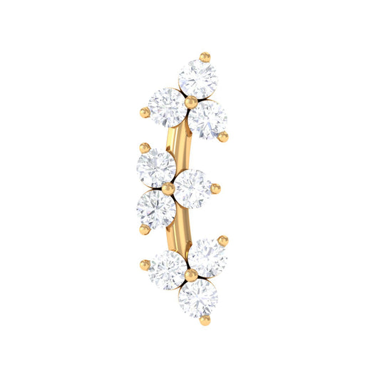 Simple Diamond Curved Helix Earring with Flat Back