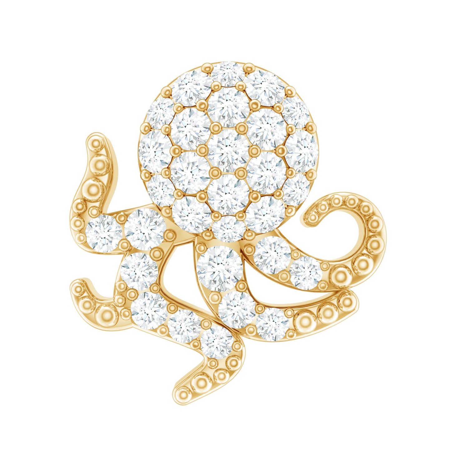 Diamond Octopus Earring with Flat Back