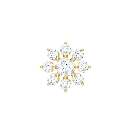 Sparkling Diamond Flower Cartilage Earring with Flat Back