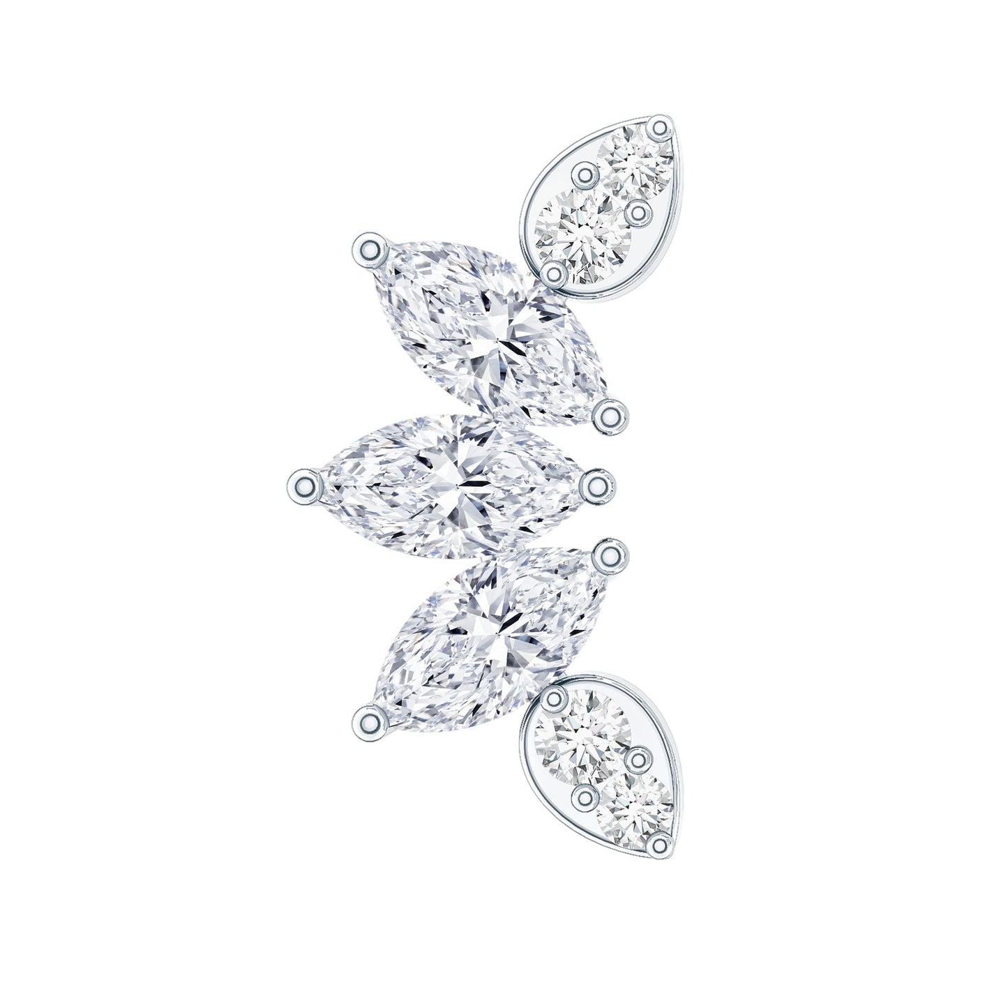 Marquise Diamond Leaf Crawler Earring for Helix Piercing