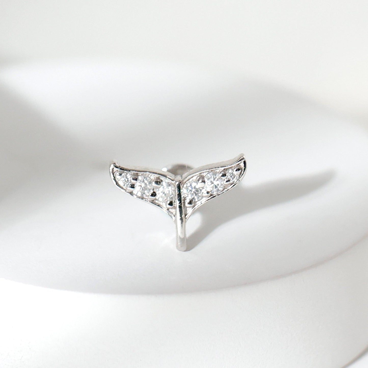 Certified Diamond Whale Tail Earring for Helix Piercing