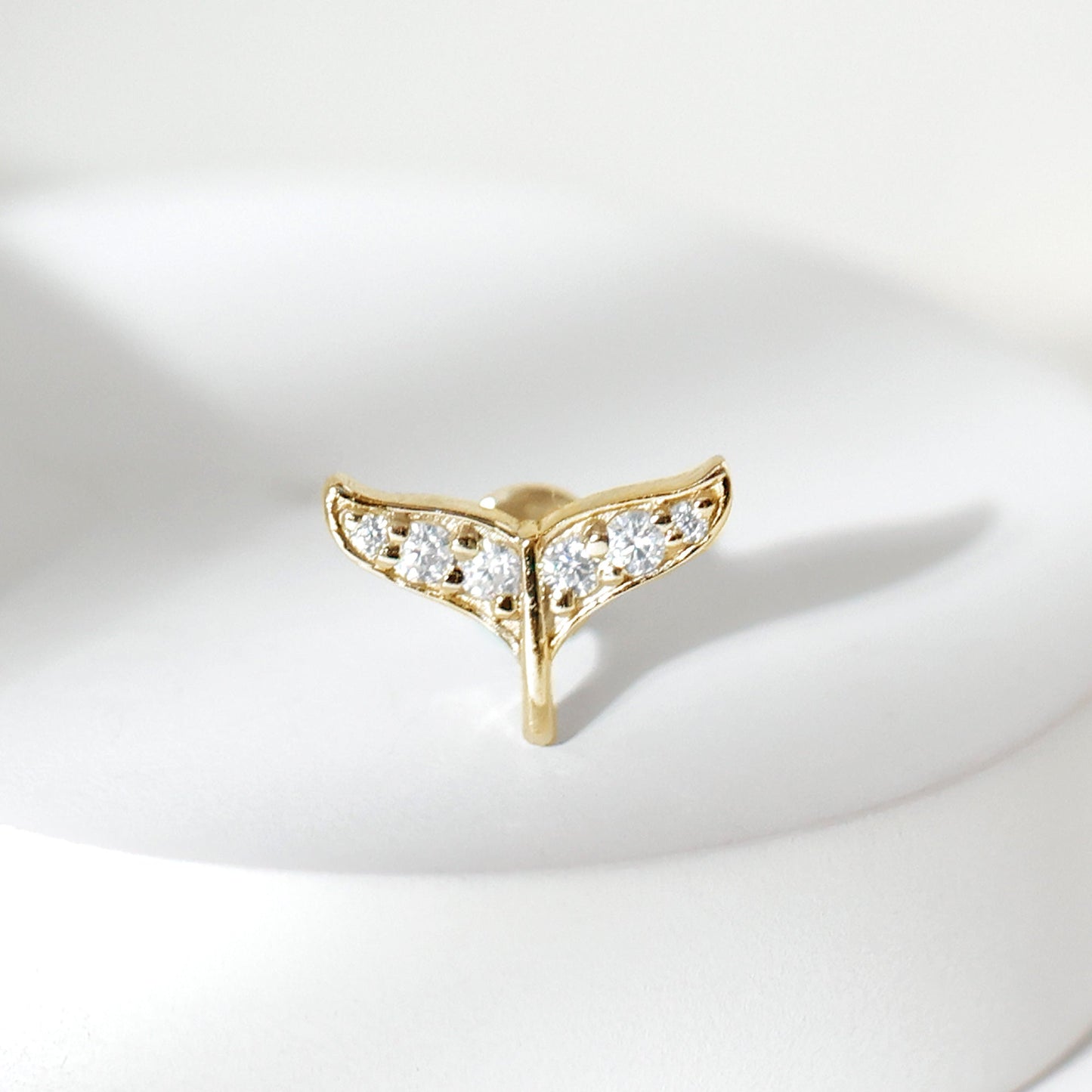 Certified Diamond Whale Tail Earring for Helix Piercing