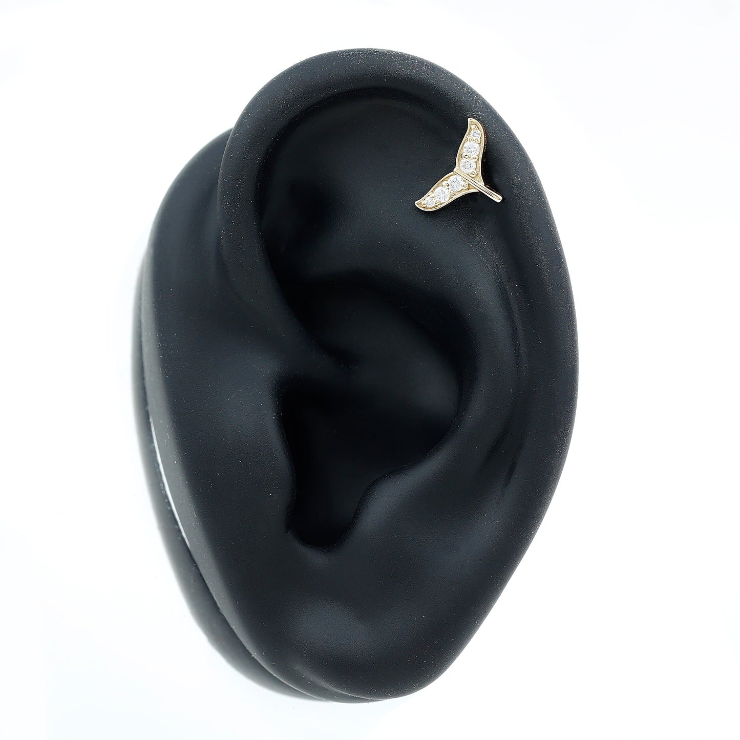 Certified Diamond Whale Tail Earring for Helix Piercing
