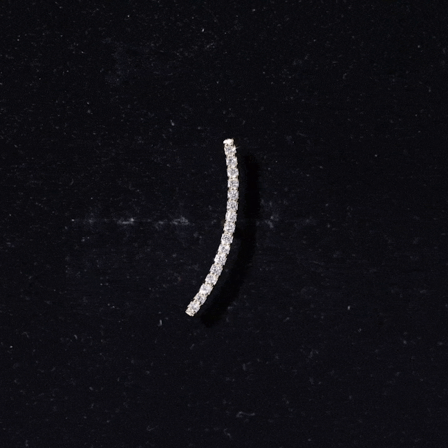 Pave Set Diamond Curved Bar Earring for Cartilage Piercing