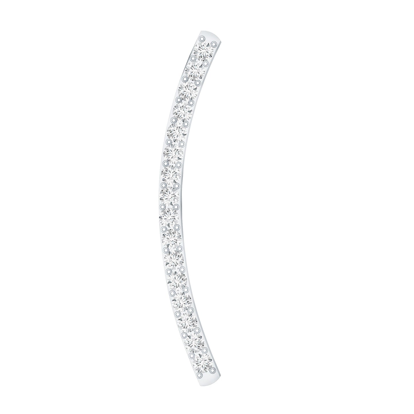 Pave Set Diamond Curved Bar Earring for Cartilage Piercing